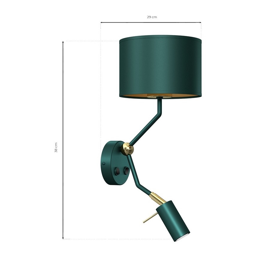 Wandlamp VERDE 1xE27/60W/230V + 1xGU10-MR11/7W groen