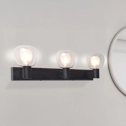 Wandlamp voor badkamer POLA 3xG9/5W/230V IP44 zwart/helder