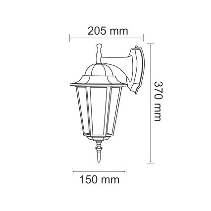 Wandlamp voor buiten 1xE27/20W/230V IP43 patina