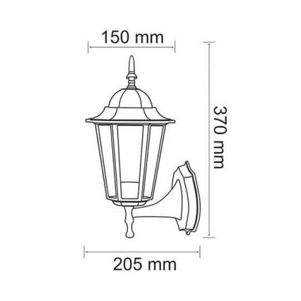 Buiten wandlamp 1xE27/60W/230V patina