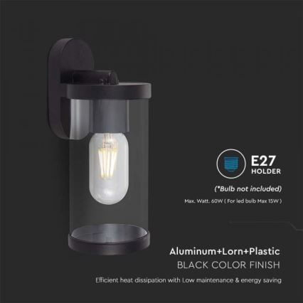 Wandlamp voor buiten 1xE27/60W/230V IP44 zwart