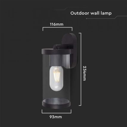 Wandlamp voor buiten 1xE27/60W/230V IP44 zwart