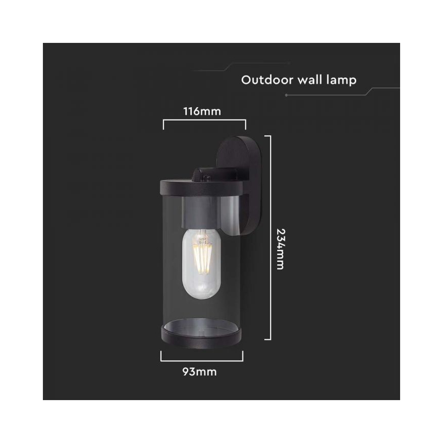 Wandlamp voor buiten 1xE27/60W/230V IP44 zwart