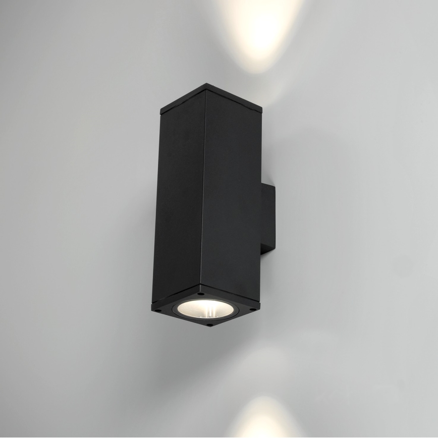 Wandlamp voor buiten 2xGU10/35W/230V IP54 hoekig zwart