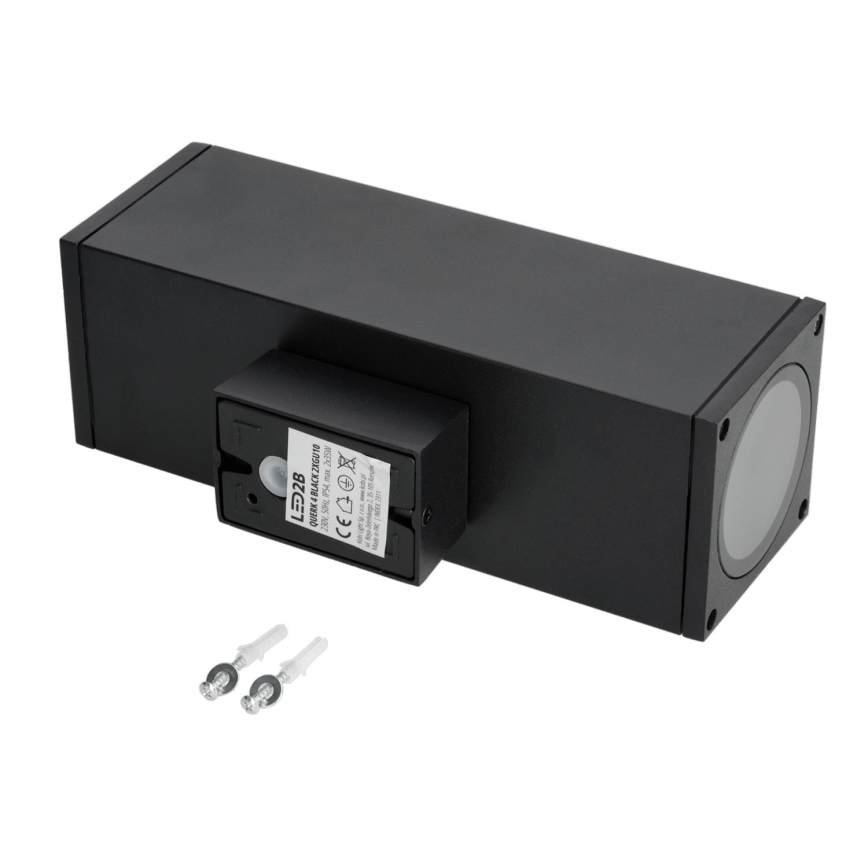 Wandlamp voor buiten 2xGU10/35W/230V IP54 hoekig zwart
