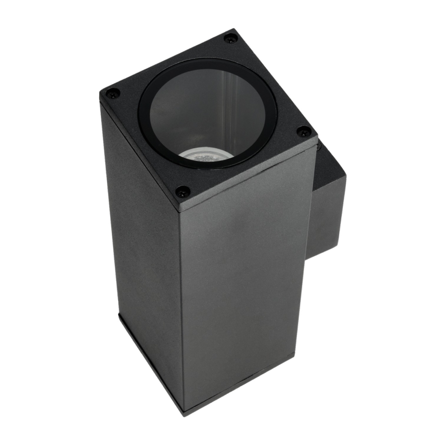 Wandlamp voor buiten 2xGU10/35W/230V IP54 hoekig zwart