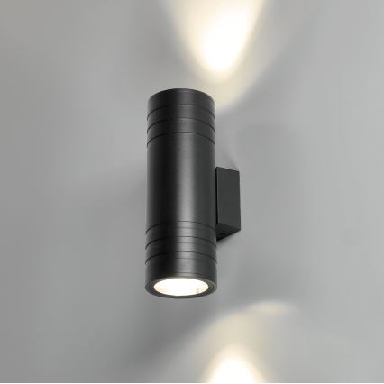 Wandlamp voor buiten 2xGU10/35W/230V IP54 rond zwart