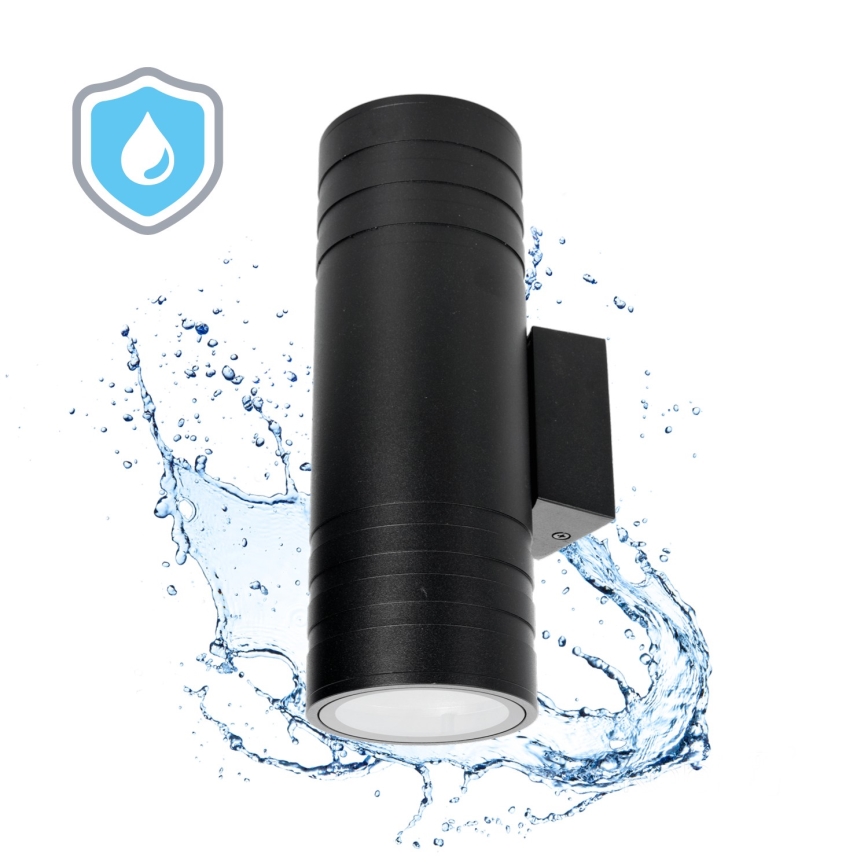 Wandlamp voor buiten 2xGU10/35W/230V IP54 rond zwart