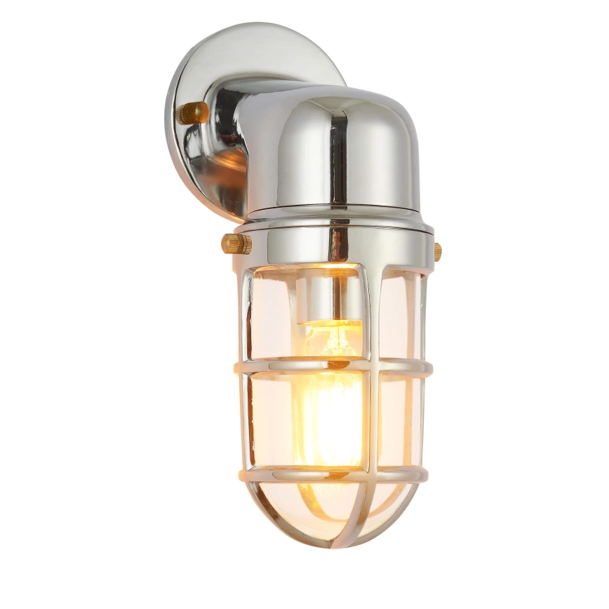 Wandlamp voor buiten LUND 1xE27/12W/230V IP44 glanzend chroom