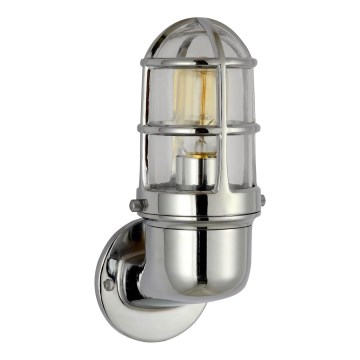 Wandlamp voor buiten LUND 1xE27/12W/230V IP44 glanzend chroom