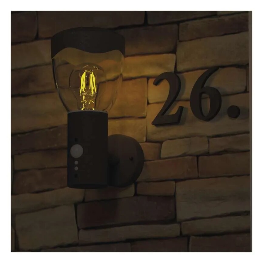 Wandlamp voor buiten met sensor ARTEO 1xE27/15W/230V IP44