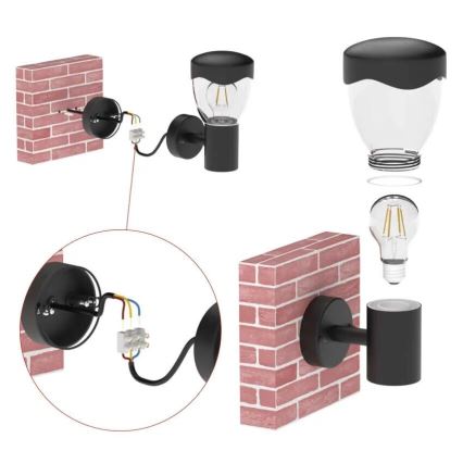 Wandlamp voor buiten met sensor ARTEO 1xE27/15W/230V IP44