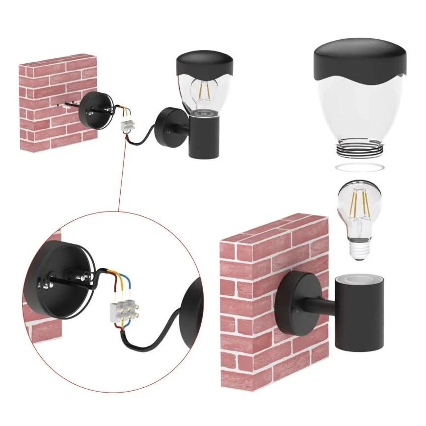 Wandlamp voor buiten met sensor ARTEO 1xE27/15W/230V IP44