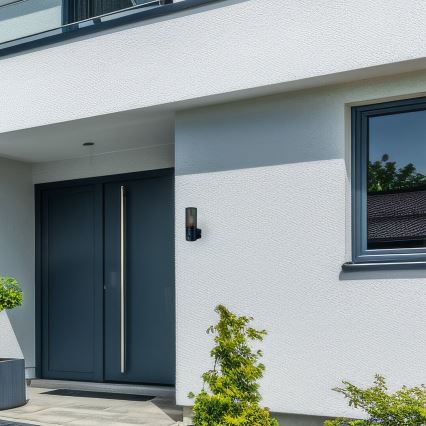 Wandlamp voor buiten met een bewegingssensor HARLEM 1xE27/60W/230V IP44 zwart