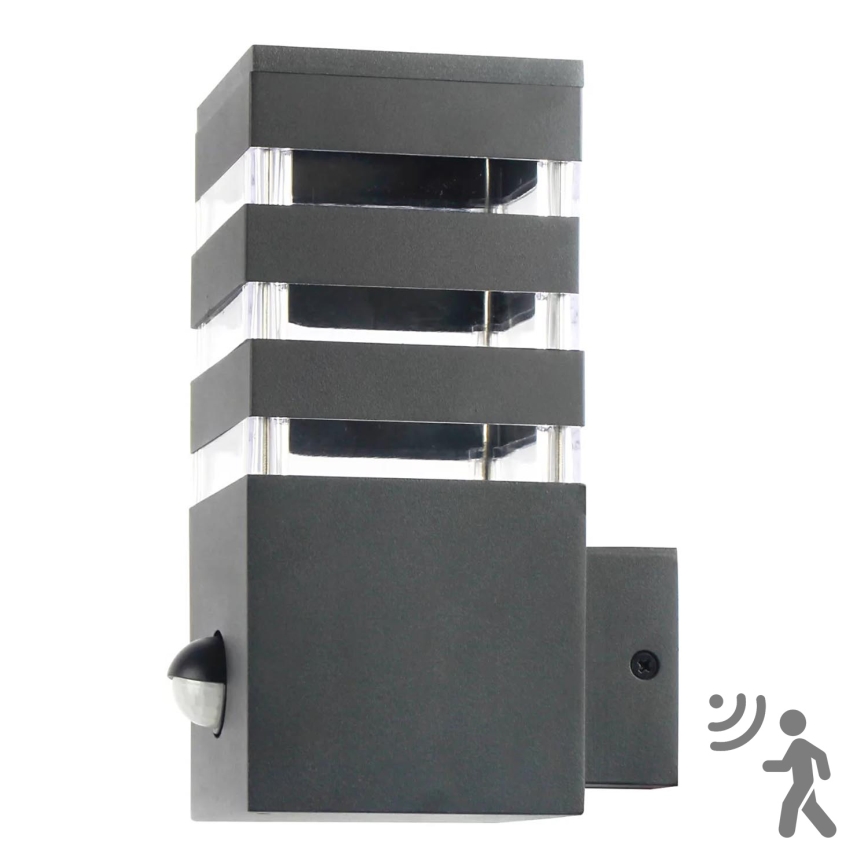 Wandlamp voor buiten met sensor TEKSAS 1xE27/12W/230V IP44 antraciet