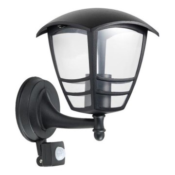 Wandlamp voor buiten met sensor TEVIO 1xE27/60W/230V IP54 zwart