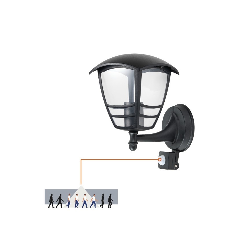 Wandlamp voor buiten met sensor TEVIO 1xE27/60W/230V IP54 zwart
