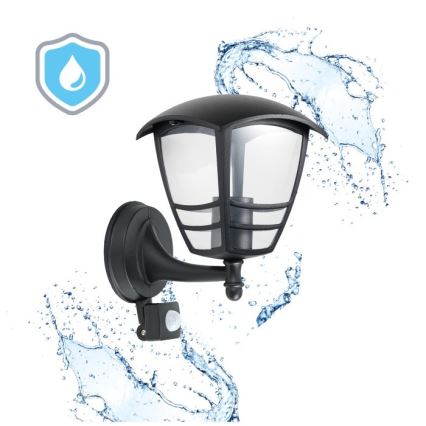 Wandlamp voor buiten met sensor TEVIO 1xE27/60W/230V IP54 zwart