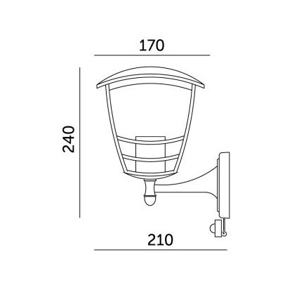 Wandlamp voor buiten met sensor TEVIO 1xE27/60W/230V IP54 zwart