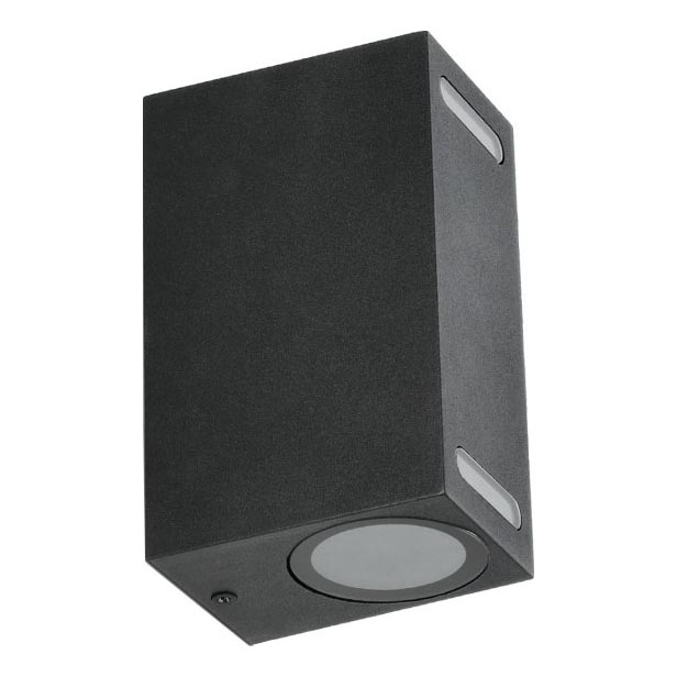 Wandlamp voor buiten QUERK 2xGU10/35W/230V IP54 15 cm zwart
