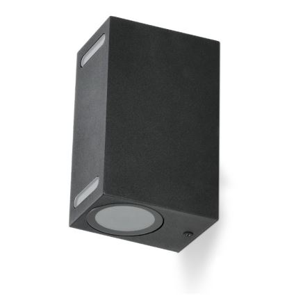 Wandlamp voor buiten QUERK 2xGU10/35W/230V IP54 15 cm zwart