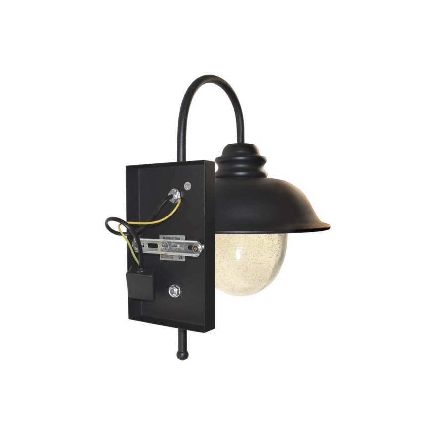 Wandlamp voor buiten ZUNA 1xE27/60W/230V IP44 zwart
