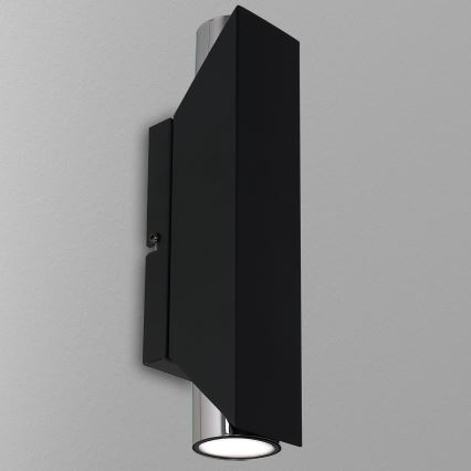 Wandlamp WALL 2xGU10/8W/230V zwart/glanzend chroom 