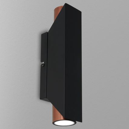 Wandlamp WALL 2xGU10/8W/230V zwart/koper