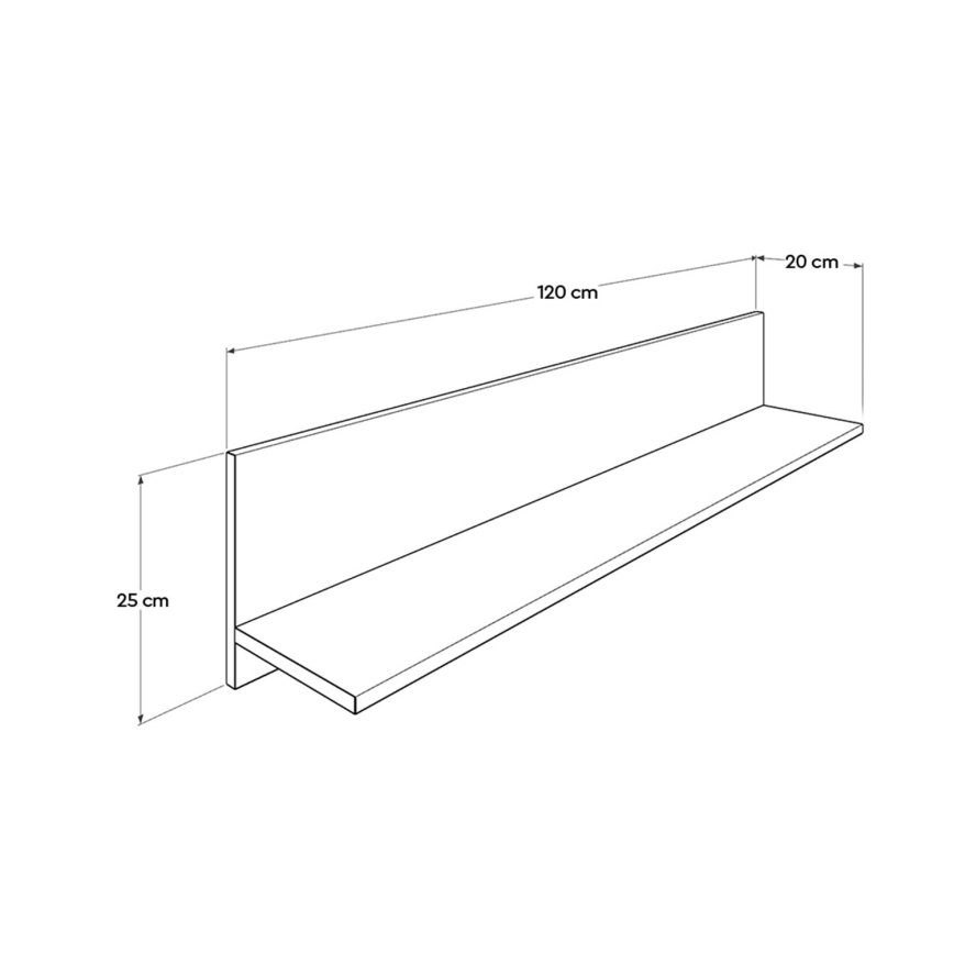 Wandplank 25x120 cm wit