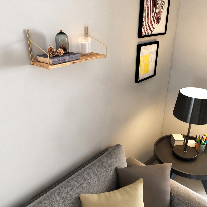 Wandplank 45x16 cm eiken/goud