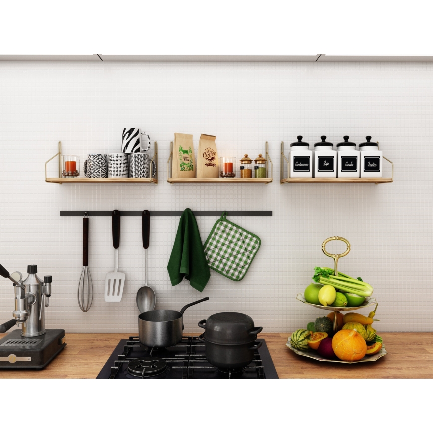 Wandplank 45x16 cm eiken/goud