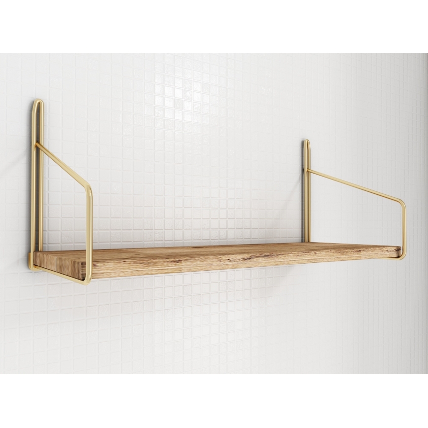 Wandplank 45x16 cm eiken/goud