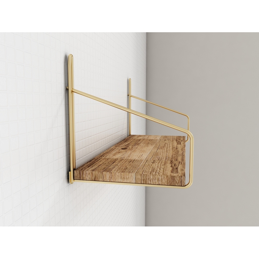 Wandplank 45x16 cm eiken/goud