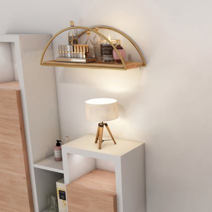 Wandplank 45x18 cm eiken/goud