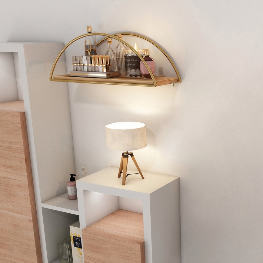 Wandplank 45x18 cm eiken/goud
