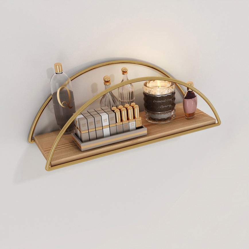 Wandplank 45x18 cm eiken/goud