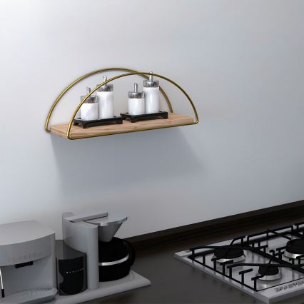 Wandplank 45x18 cm eiken/goud