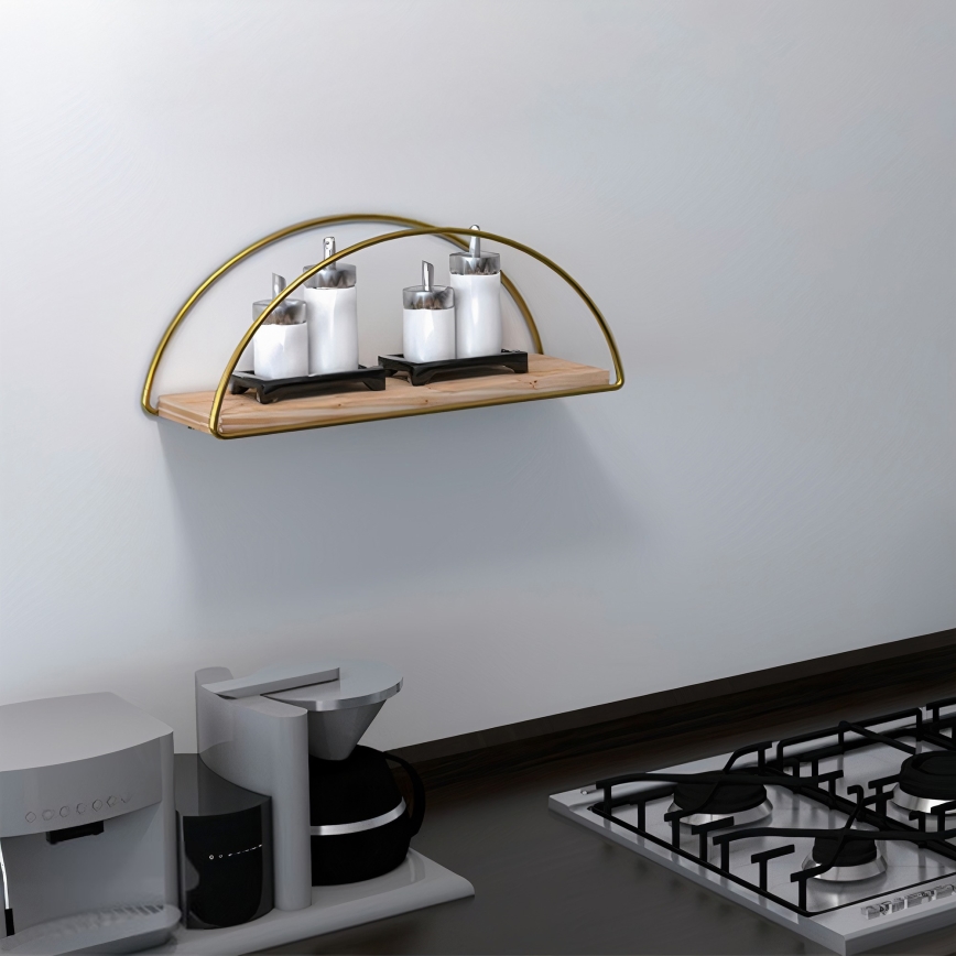 Wandplank 45x18 cm eiken/goud