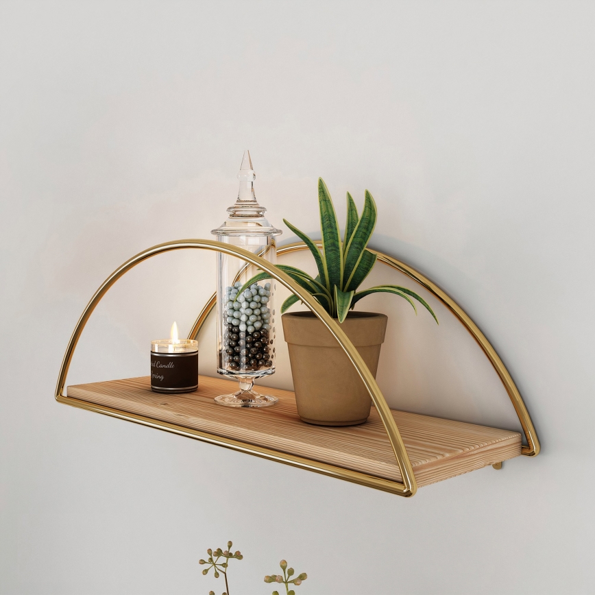 Wandplank 45x18 cm eiken/goud