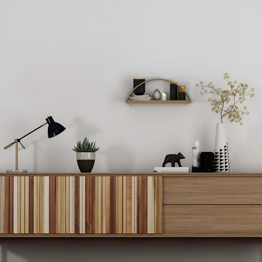 Wandplank 45x18 cm eiken/goud