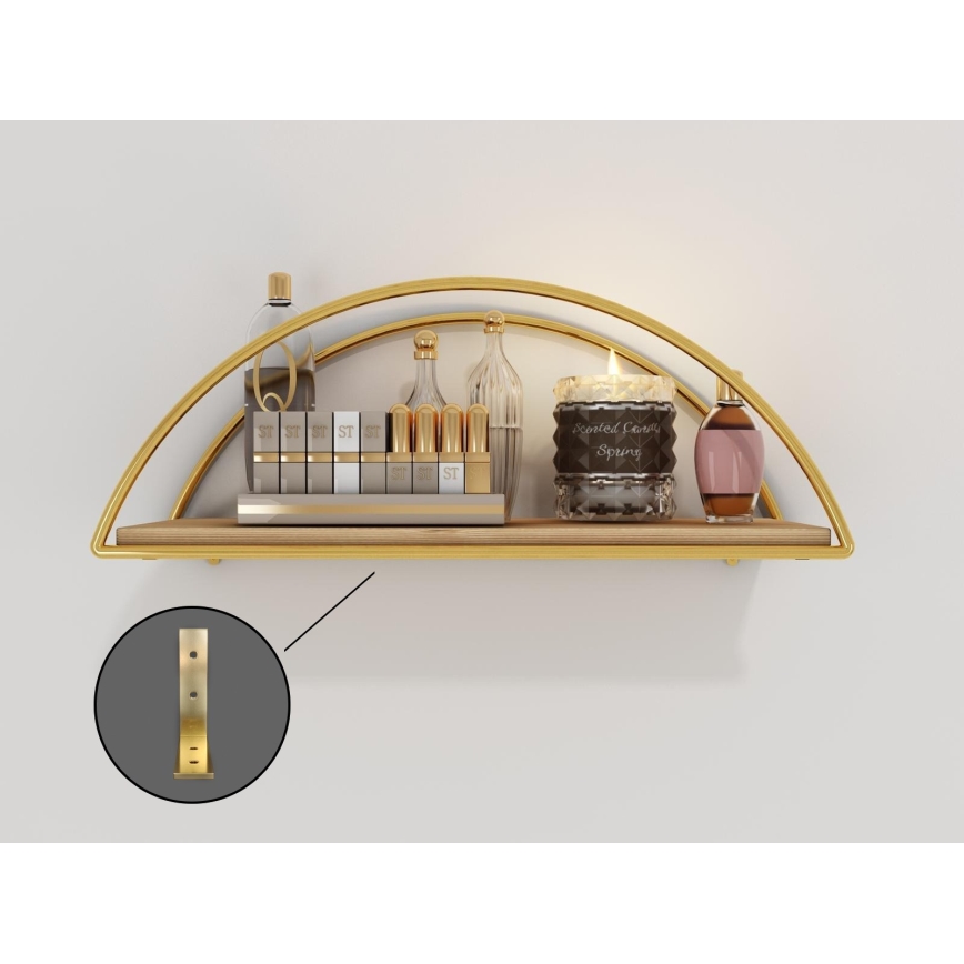 Wandplank 45x18 cm eiken/goud
