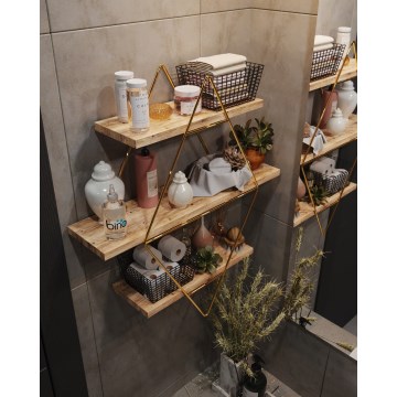 Wandplank 70x60 cm goud/bruin