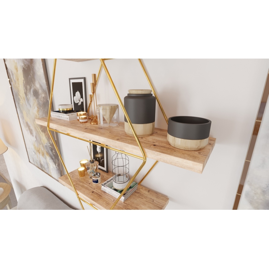 Wandplank 70x60 cm goud/bruin