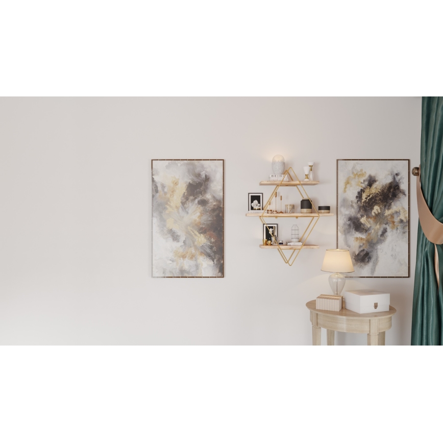 Wandplank 70x60 cm goud/bruin