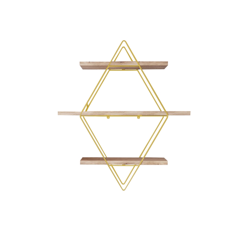 Wandplank 70x60 cm goud/bruin