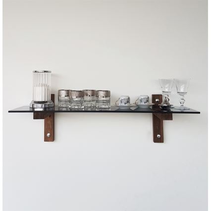 Wandplank 85x25 cm dennenhout/zwart