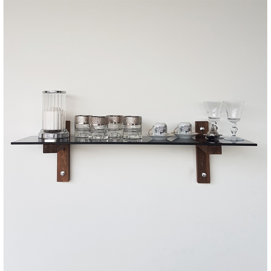 Wandplank 85x25 cm dennenhout/zwart