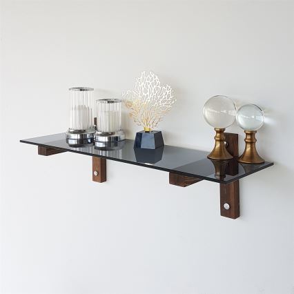 Wandplank 85x25 cm dennenhout/zwart