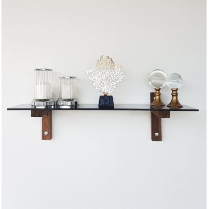 Wandplank 85x25 cm dennenhout/zwart