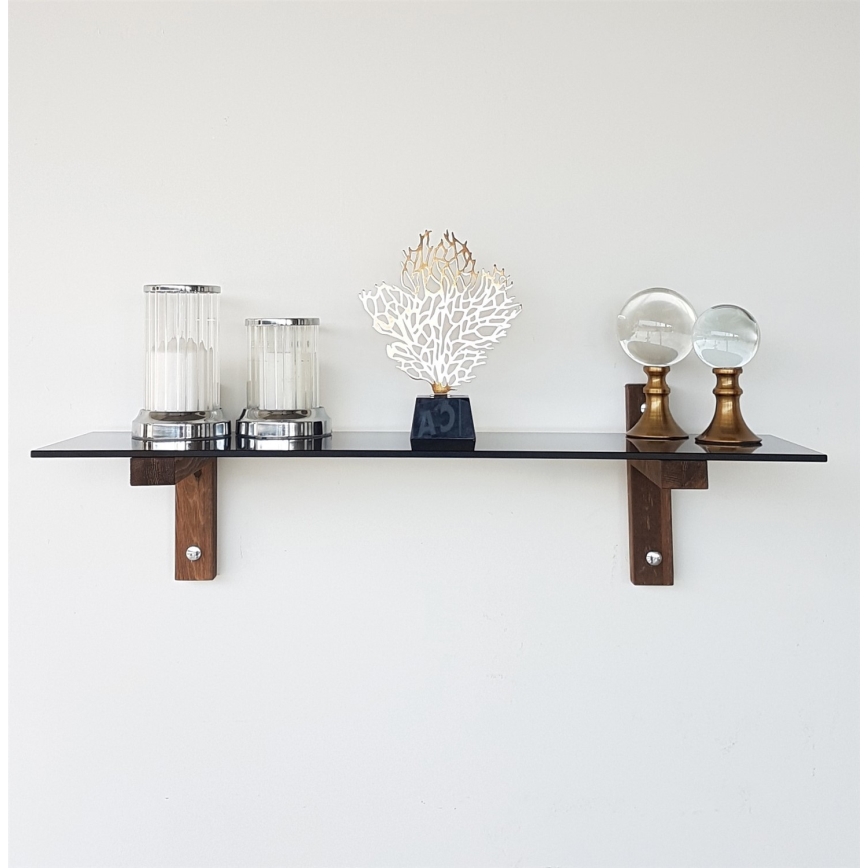 Wandplank 85x25 cm dennenhout/zwart